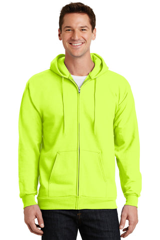 Port & Company Essential Fleece Full-Zip Hooded Sweatshirt (Safety Green)