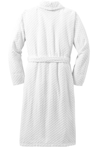 Port Authority Checkered Terry Shawl Collar Robe (White)