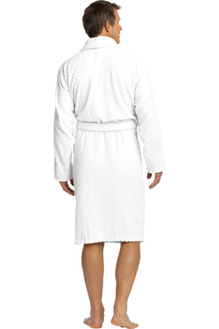 Port Authority Checkered Terry Shawl Collar Robe (White)