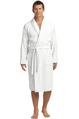 Port Authority Checkered Terry Shawl Collar Robe (White)