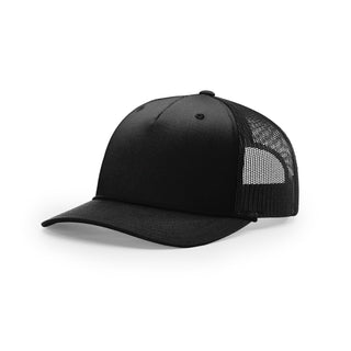 Richardson Five Panel Trucker With Rope (Black/Black)