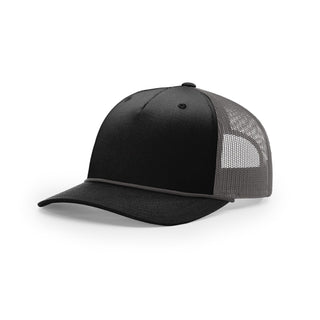 Richardson Five Panel Trucker With Rope (Black/Charcoal/Charcoal)