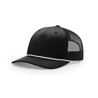 Richardson Five Panel Trucker With Rope (Black/White)