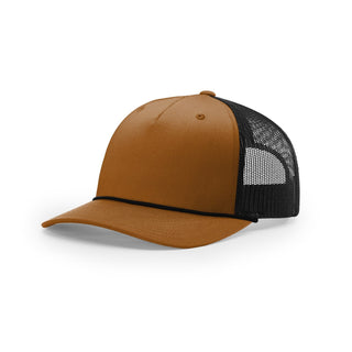 Richardson Five Panel Trucker With Rope (Caramel/Black/Black)