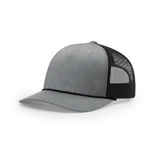 Richardson Five Panel Trucker With Rope (Heather Grey/Black/Black)