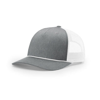 Richardson Five Panel Trucker With Rope (Heather Grey/White/White)