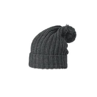 Richardson Chunk Cable Beanie With Cuff & Pom (Heather Charcoal)