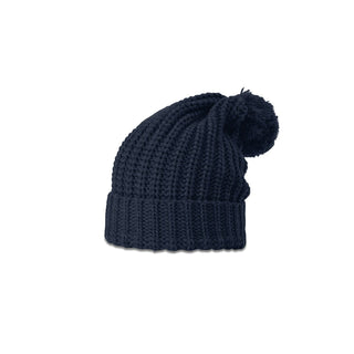 Richardson Chunk Cable Beanie With Cuff & Pom (Navy)