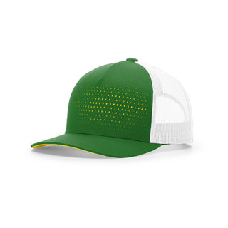 Richardson Laser Cut Five Panel Trucker (Kelly/White/Yellow)