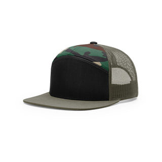 Richardson 7 Panel Trucker (Black/Green Camo/Loden)