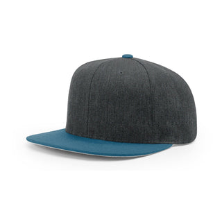 Richardson Acrylic-Wool Blend Flatbill Snapback (Heather Charcoal/Lion Blue)