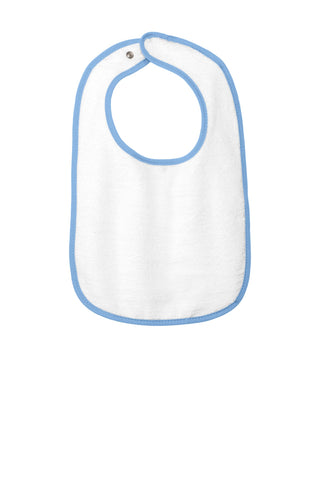 Rabbit Skins Infant Contrast Trim Terry Bib (Light Blue)