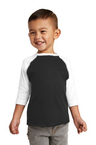 Rabbit Skins Toddler Baseball Fine Jersey Tee (Black/ White)