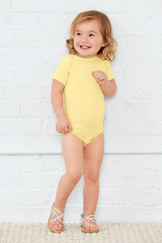 Rabbit Skins Infant Short Sleeve Baby Rib Bodysuit (Banana)