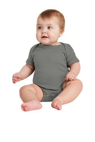 Rabbit Skins Infant Short Sleeve Baby Rib Bodysuit (Charcoal)