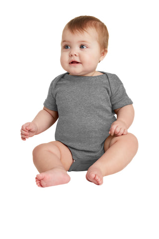 Rabbit Skins Infant Short Sleeve Baby Rib Bodysuit (Granite Heather)