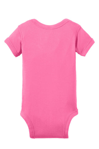 Rabbit Skins Infant Short Sleeve Baby Rib Bodysuit (Hot Pink)