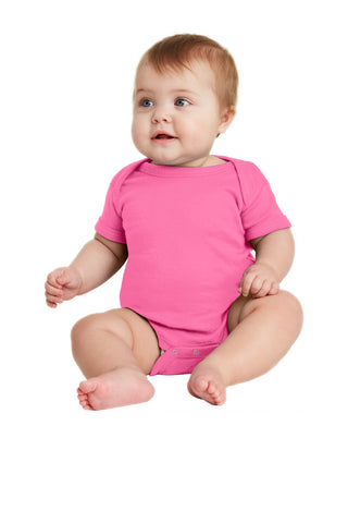 Rabbit Skins Infant Short Sleeve Baby Rib Bodysuit (Hot Pink)