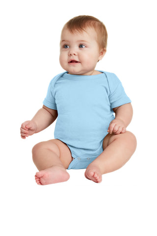 Rabbit Skins Infant Short Sleeve Baby Rib Bodysuit (Light Blue)