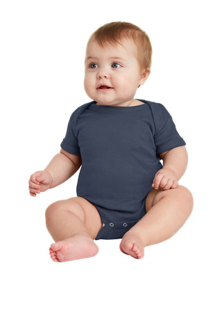 Rabbit Skins Infant Short Sleeve Baby Rib Bodysuit (Navy)