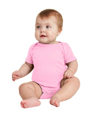 Rabbit Skins Infant Short Sleeve Baby Rib Bodysuit (Pink)