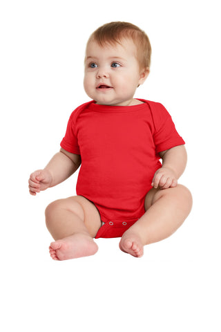 Rabbit Skins Infant Short Sleeve Baby Rib Bodysuit (Red)