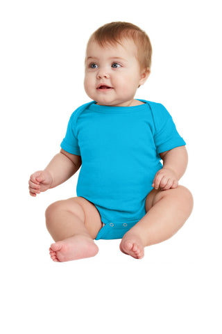 Rabbit Skins Infant Short Sleeve Baby Rib Bodysuit (Turquoise)