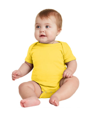 Rabbit Skins Infant Short Sleeve Baby Rib Bodysuit (Yellow)