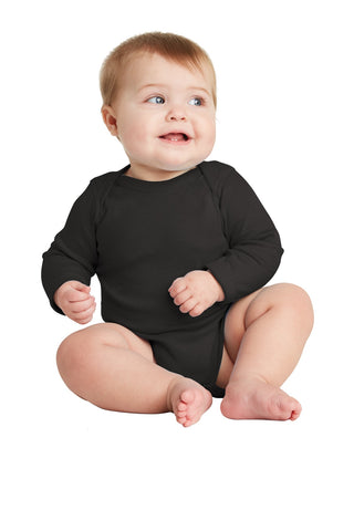 Rabbit Skins Infant Long Sleeve Baby Rib Bodysuit (Black)