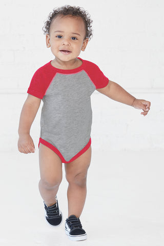 Rabbit Skins Infant Baseball Fine Jersey Bodysuit (Vintage Heather/ Vintage Hot Pink)