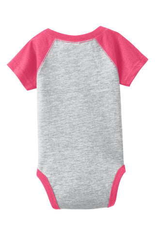 Rabbit Skins Infant Baseball Fine Jersey Bodysuit (Vintage Heather/ Vintage Hot Pink)