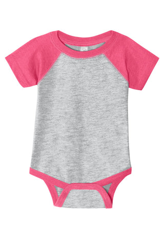 Rabbit Skins Infant Baseball Fine Jersey Bodysuit (Vintage Heather/ Vintage Hot Pink)