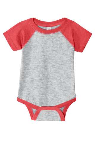 Rabbit Skins Infant Baseball Fine Jersey Bodysuit (Vintage Heather/ Vintage Red)