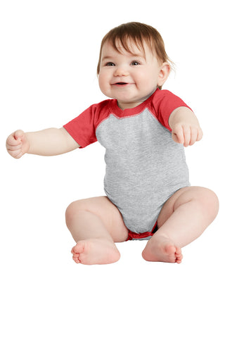 Rabbit Skins Infant Baseball Fine Jersey Bodysuit (Vintage Heather/ Vintage Red)