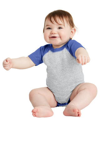 Rabbit Skins Infant Baseball Fine Jersey Bodysuit (Vintage Heather/ Vintage Royal)