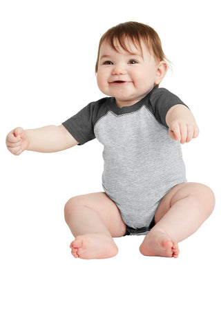 Rabbit Skins Infant Baseball Fine Jersey Bodysuit (Vintage Heather/ Vintage Smoke)