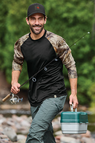 Russell Outdoors Realtree Colorblock Performance Long Sleeve Tee (Black/ Realtree Edge)