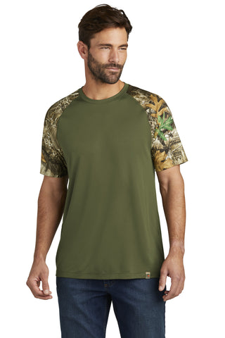 Russell Outdoors Realtree Colorblock Performance Tee (Olive Drab Green/ Realtree Edge)