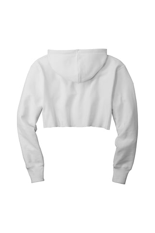 Champion Women's Reverse Weave Cropped Cut-Off Hooded Sweatshirt (White)