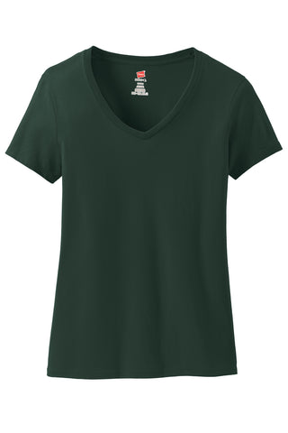 Hanes Ladies Perfect-T Cotton V-Neck T-Shirt (Deep Forest)