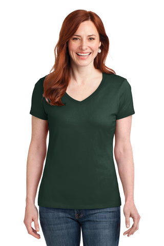 Hanes Ladies Perfect-T Cotton V-Neck T-Shirt (Deep Forest)