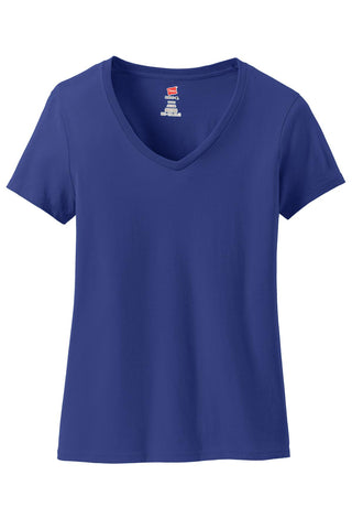Hanes Ladies Perfect-T Cotton V-Neck T-Shirt (Deep Royal)