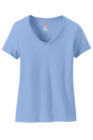 Hanes Ladies Perfect-T Cotton V-Neck T-Shirt (Light Blue)
