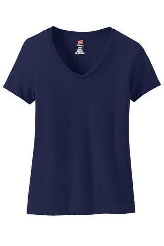 Hanes Ladies Perfect-T Cotton V-Neck T-Shirt (Navy)