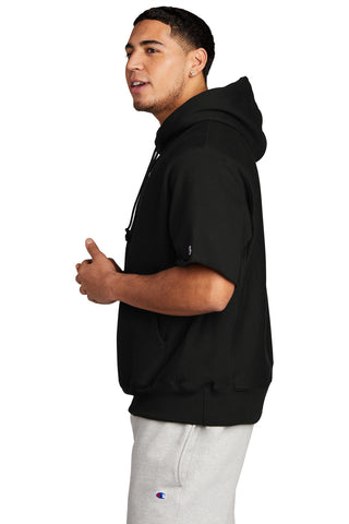 Champion Reverse Weave Short Sleeve Hooded Sweatshirt (Black)
