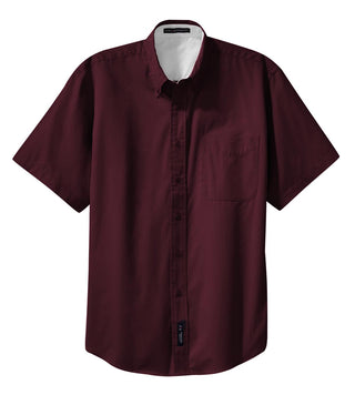 Port Authority Tall Short Sleeve Easy Care Shirt (Burgundy/ Light Stone)