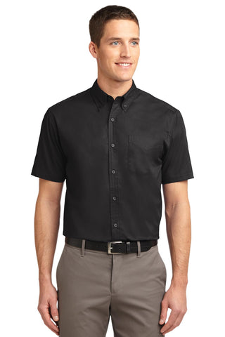 Port Authority Short Sleeve Easy Care Shirt (Black/ Light Stone)