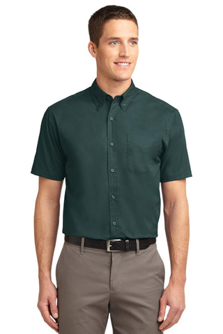 Port Authority Short Sleeve Easy Care Shirt (Dark Green/ Navy)