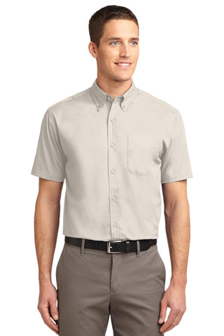 Port Authority Short Sleeve Easy Care Shirt (Light Stone/ Classic Navy)