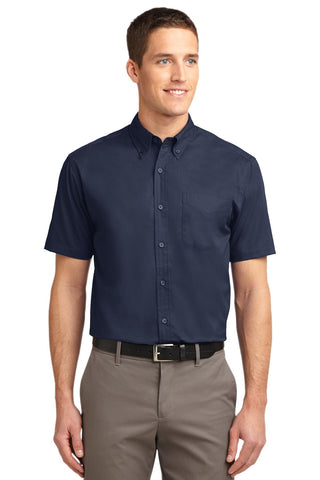 Port Authority Short Sleeve Easy Care Shirt (Navy/ Light Stone)